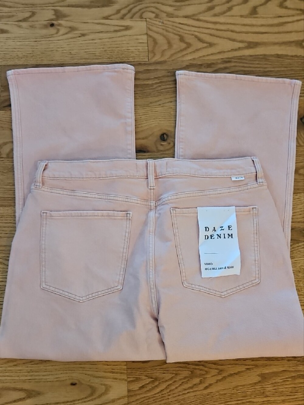 DAZE Denim High-Rise Ankle Flare Pastel Pink Jeans for Women 33 - Picture 7 of 11